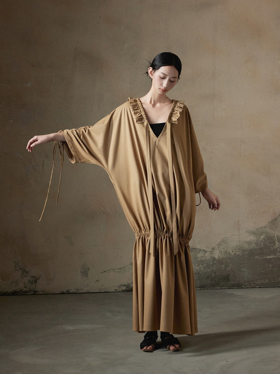 Neck Frill Nichi Long Loose Mermaid Dress