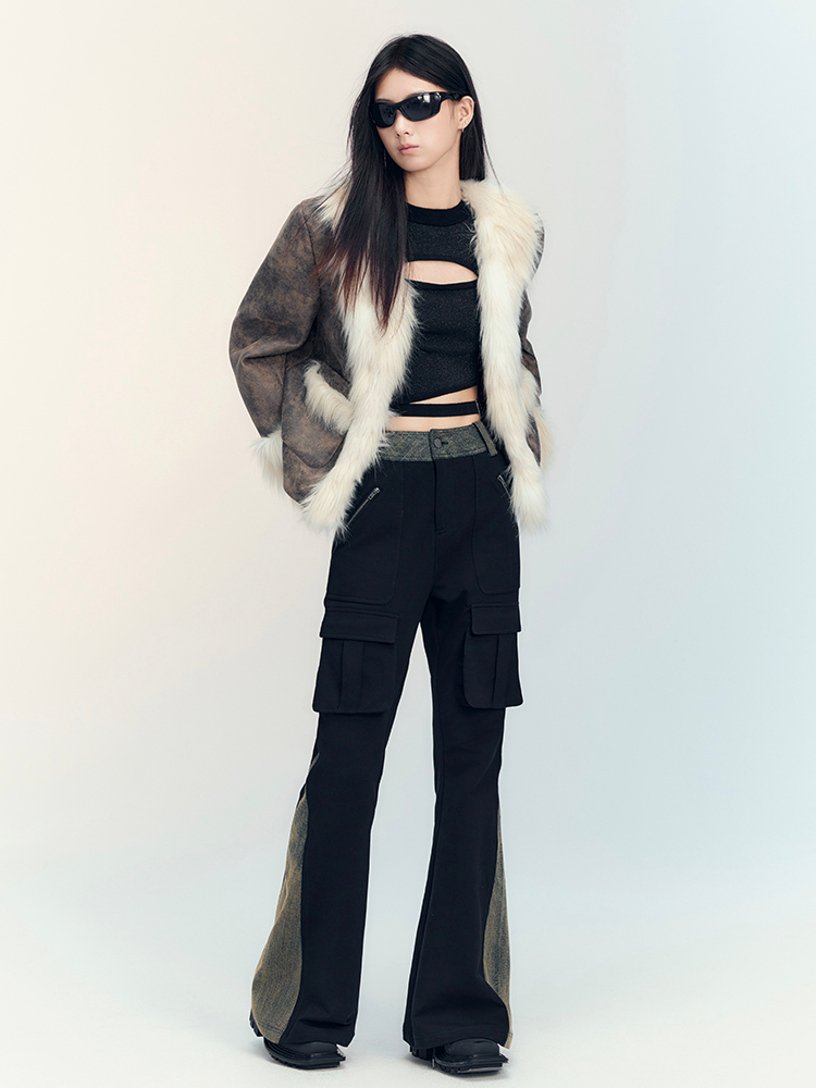Fue & Leather Luxury 고급 레트로 캐주얼 재킷