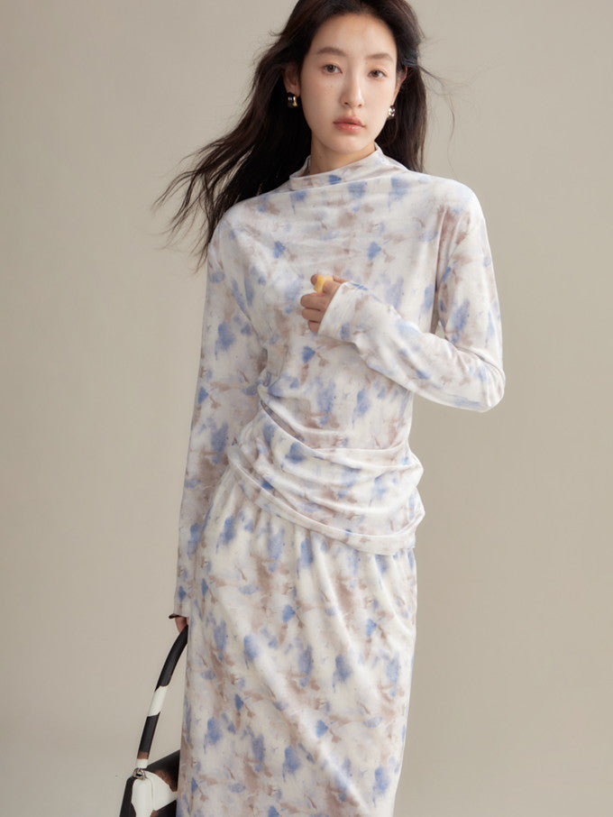 Samt Pale Retro Drape Spring Cutsew & Long-Rocke