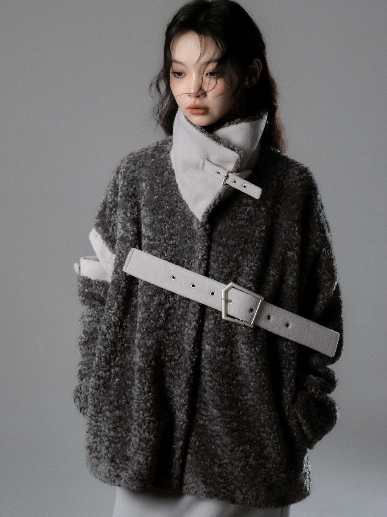 Ceinture nichi lâche Casual Retro Retro Colurur Boa-Jacket et jupe longue