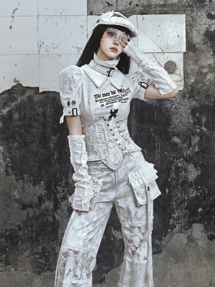 고딕 레이스 업 레이스 빈티지 스타 Nichi Bustier