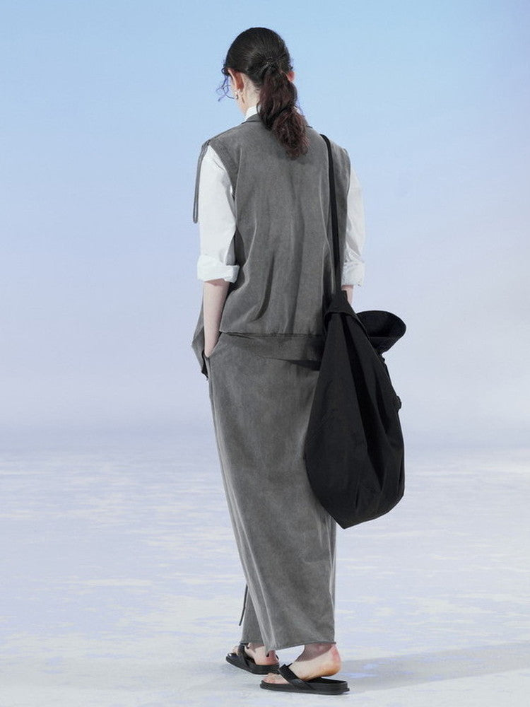 Configuration du dye à cravate ridé en V Vext décontracté et jupe longue