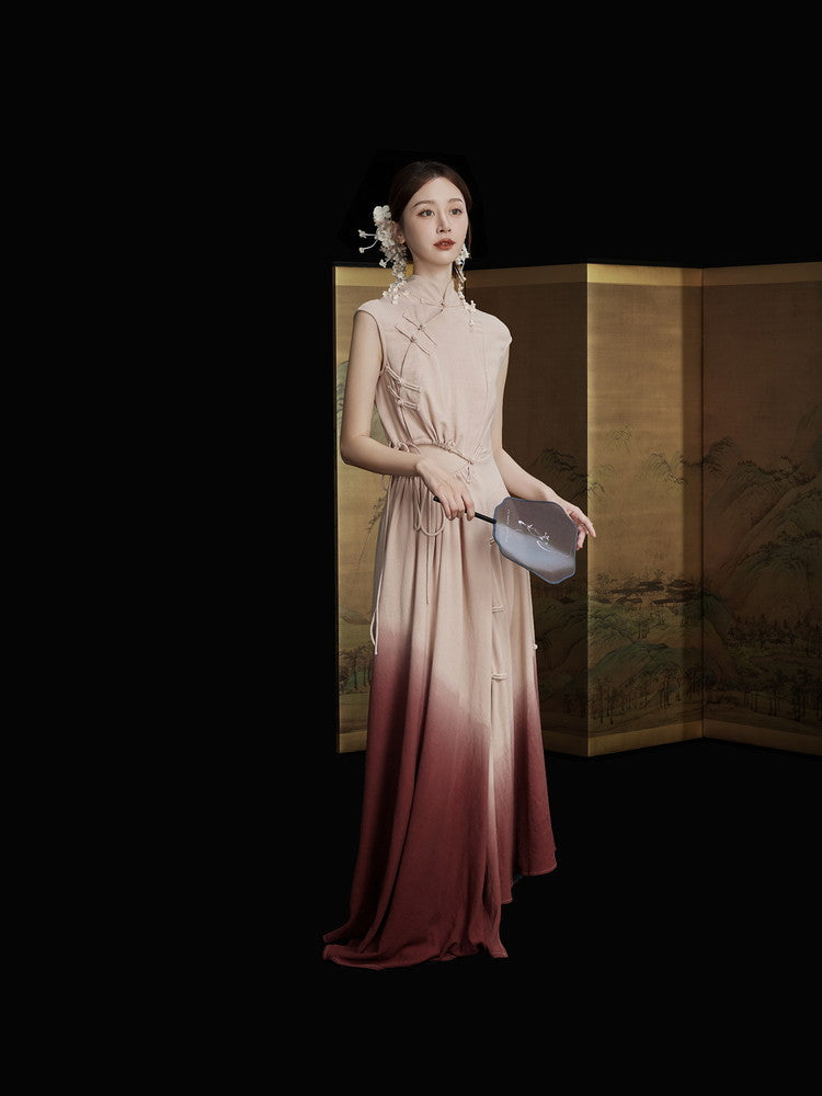 China Drawstring Cut Sexy Gradation Long Dress