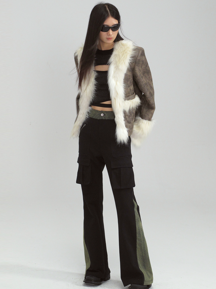 Fue & Leather Luxury 고급 레트로 캐주얼 재킷