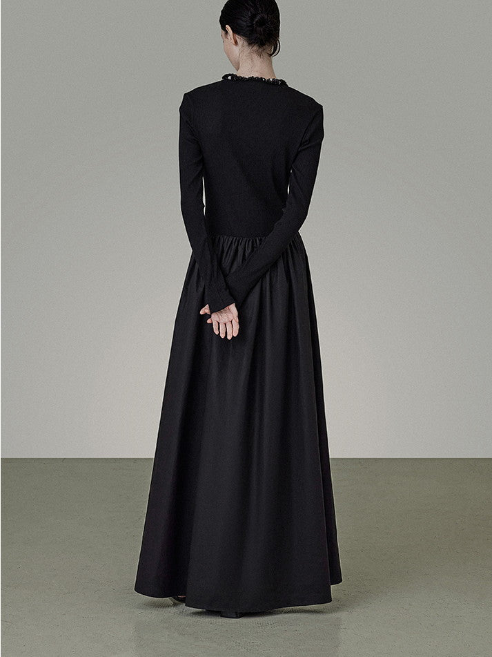 Bijou Classy Chic Round-Neck Elegant Flare One-Piece