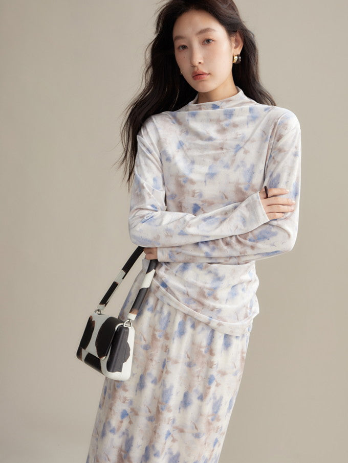 Samt Pale Retro Drape Spring Cutsew & Long-Rocke