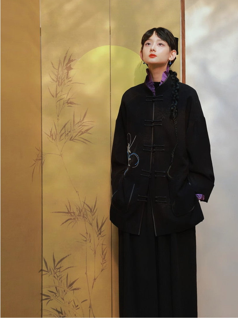 중국 자수 벨벳 고급 대형 재킷