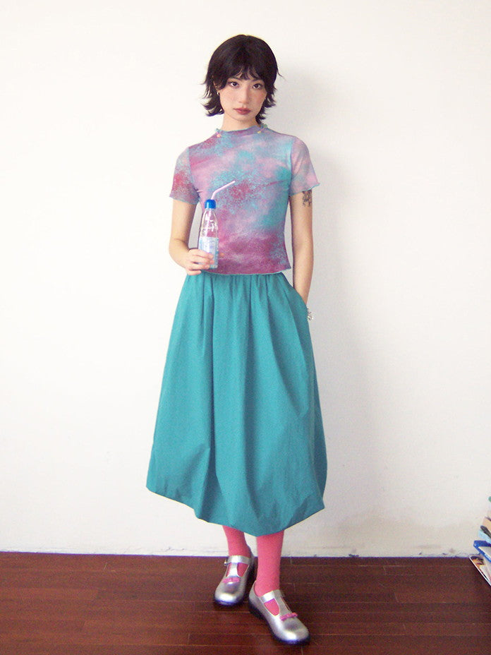 Tie-Dye Pale-Tone Cotton-Candy Nichi Spray Mellow T-Shirt