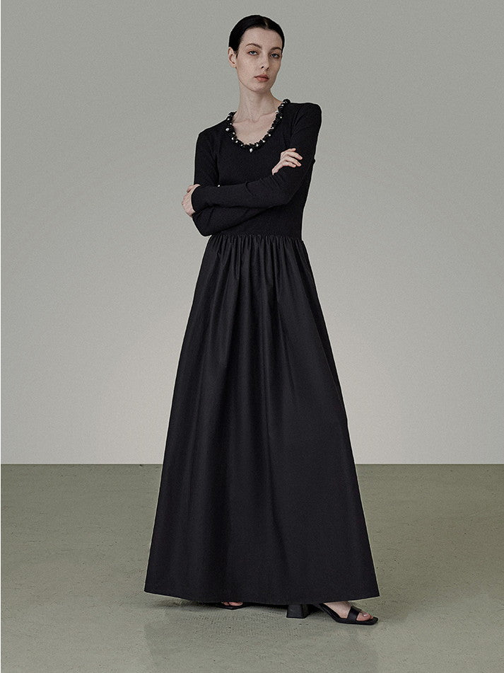 Bijou Classy Chic Round-Neck Elegant Flare One-Piece