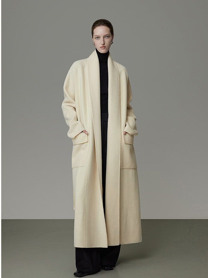 Big-Pocket Wool Knit Classy Elegant Long-Cordigan