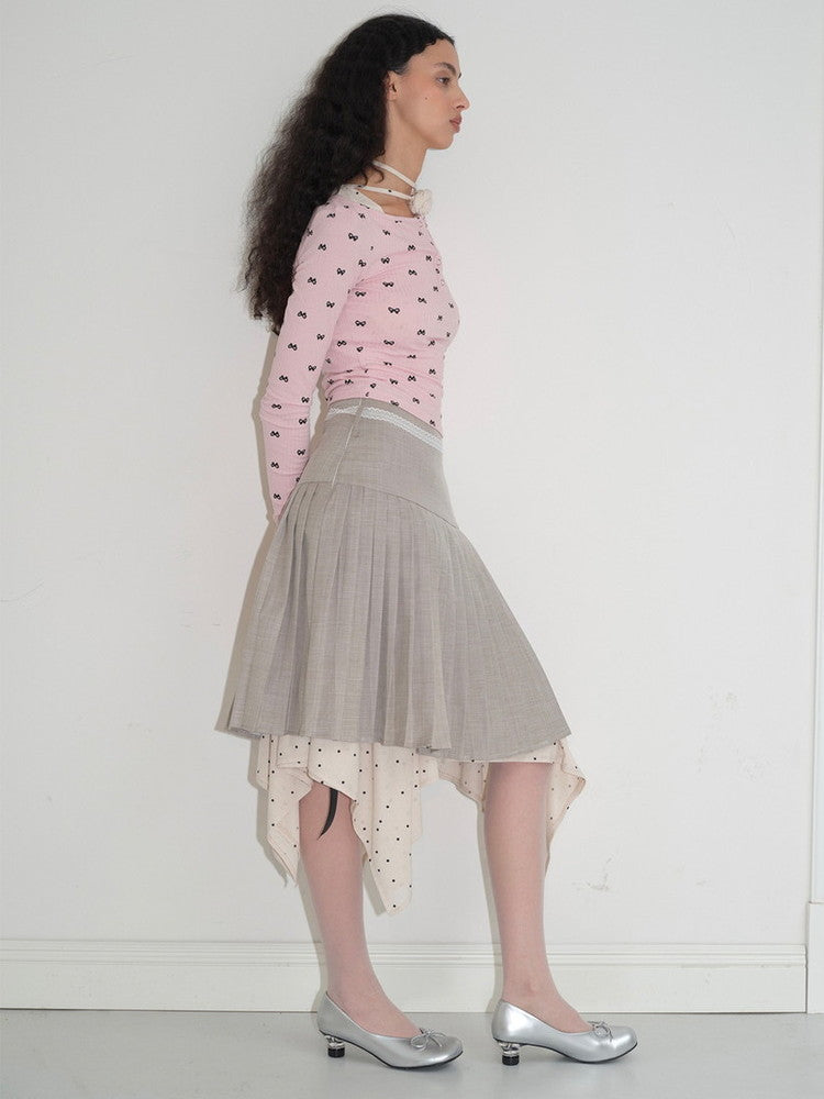 Ribbon Slim Thin Boat-Neck Cute Cutsew