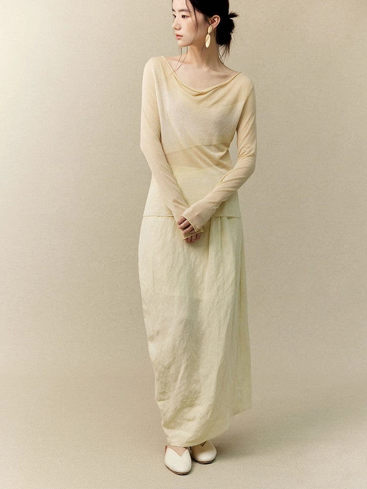 Tie-Dye Marble Retro Asymmetry Balloon Classy Long-Skirt