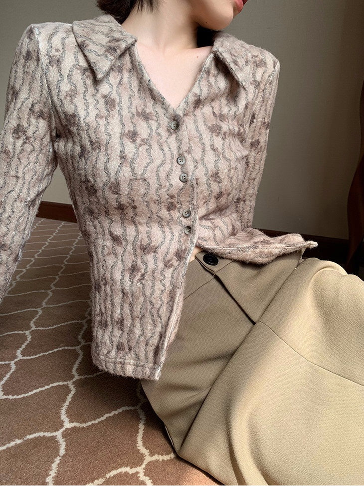 플라워 슬림 차이나 블라우스