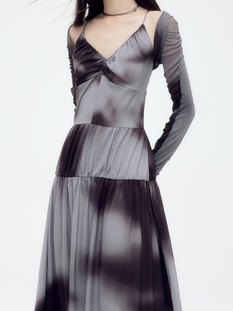 Ciffon Unique Gradation Gather Sheer Cardigan