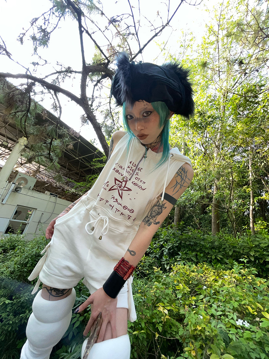 짧은 바지 까마귀 zip 드로 스트링 캐주얼 AII-in-one