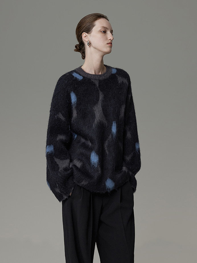 Speckled Crew-Neck Nichi Fluffily Knit