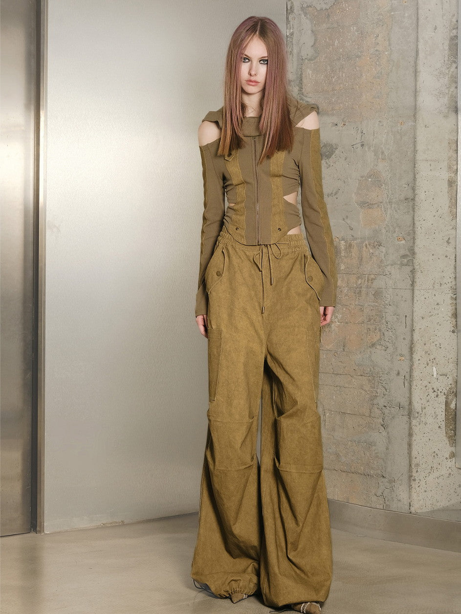 Off-Shouder-Seitenschnitte Nichi Enge Reißverschlüsse