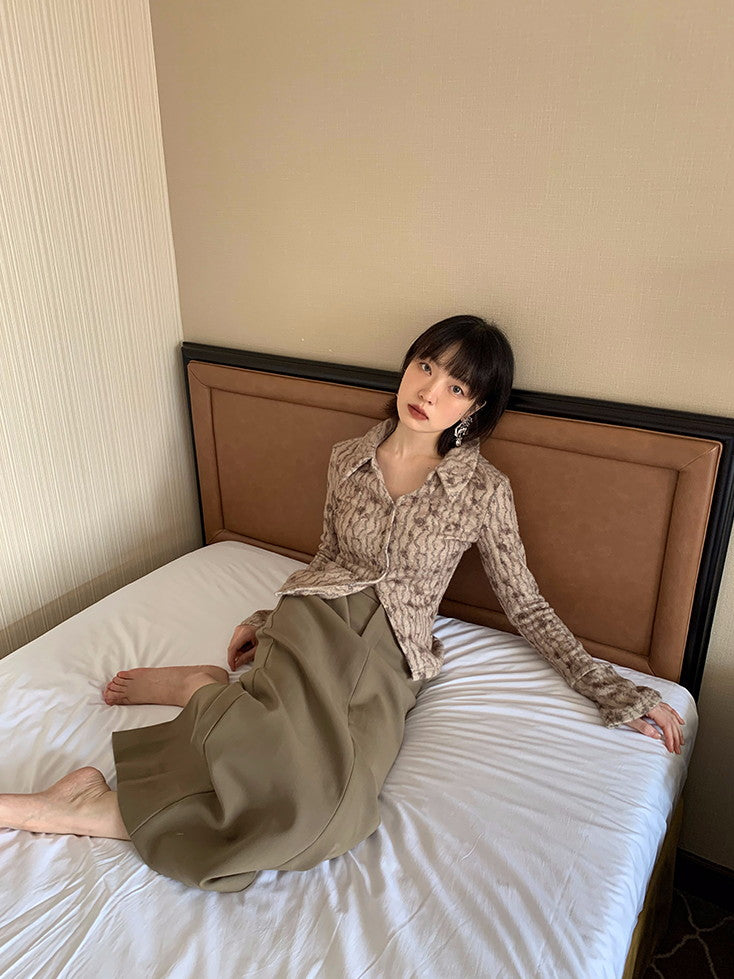 플라워 슬림 차이나 블라우스