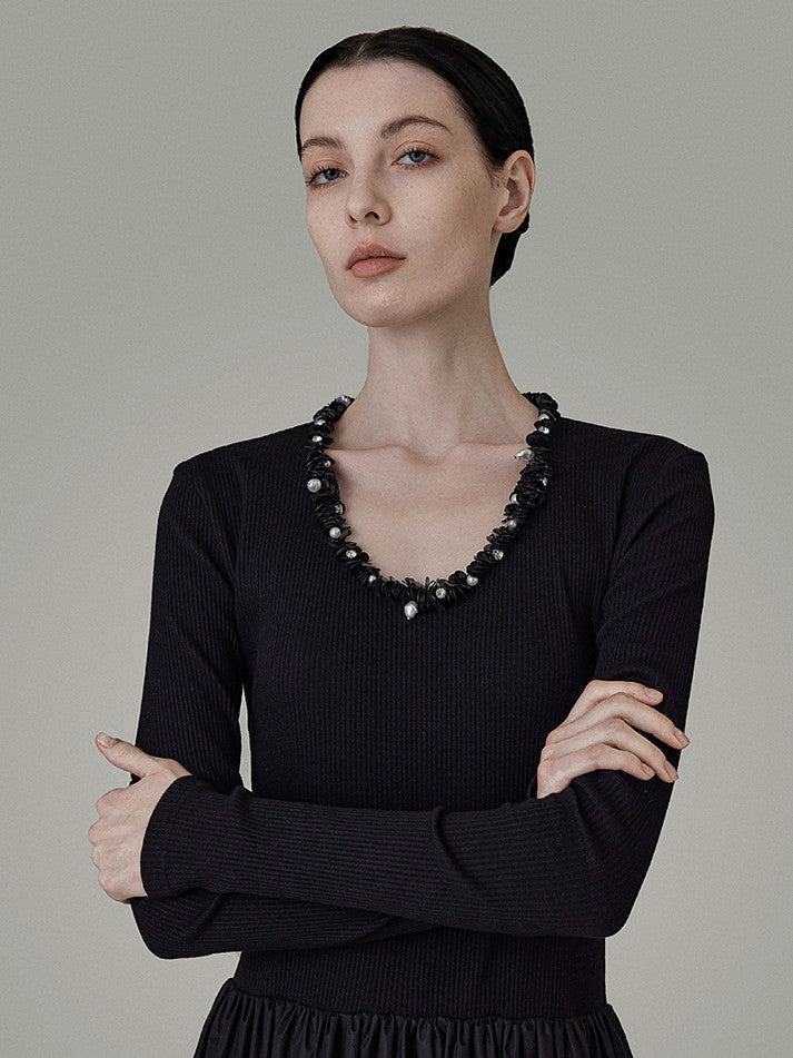 Bijou Classy Chic Round-Neck Elegant Flare One-Piece