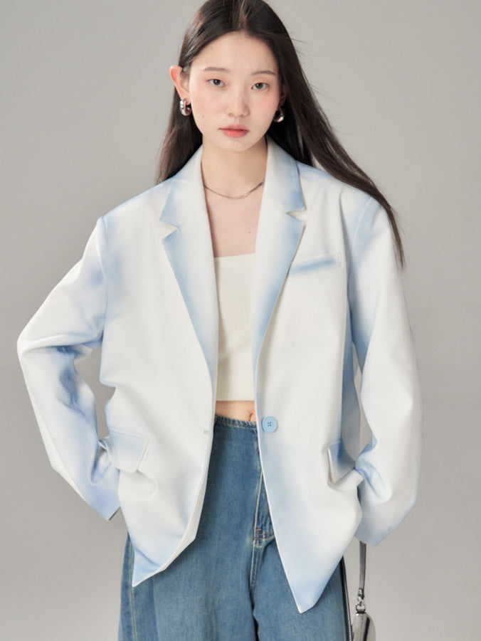 Gradation Nichi Einzigartige übergroße Retro-Farbjacke