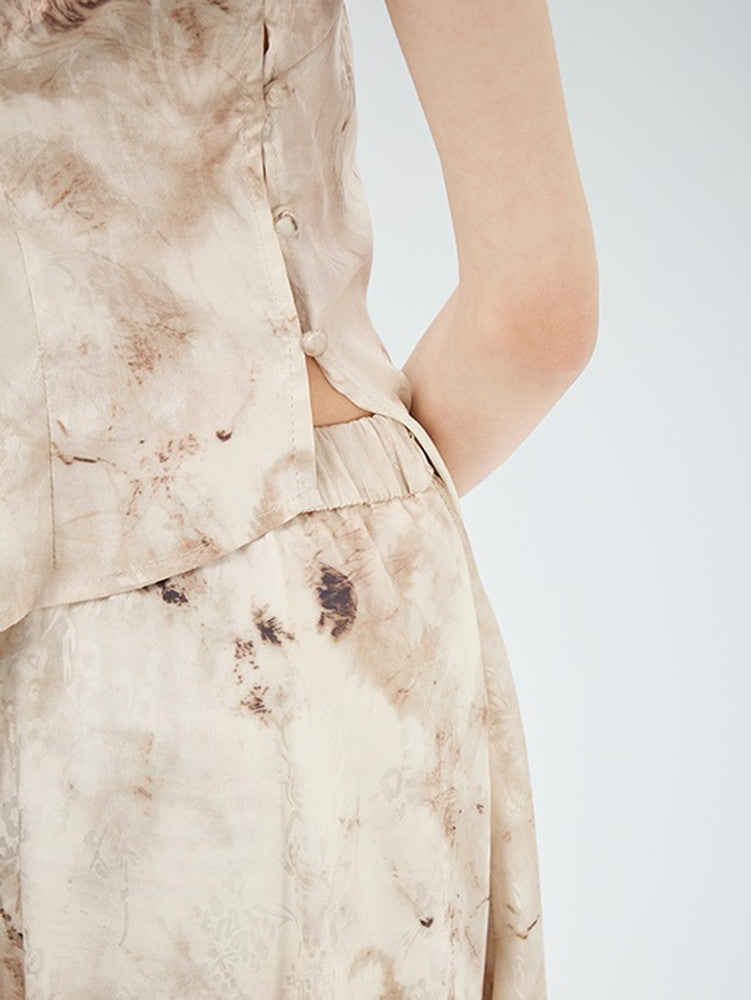 Blouse&Long-Skirt China Flower Feminine Set-Up