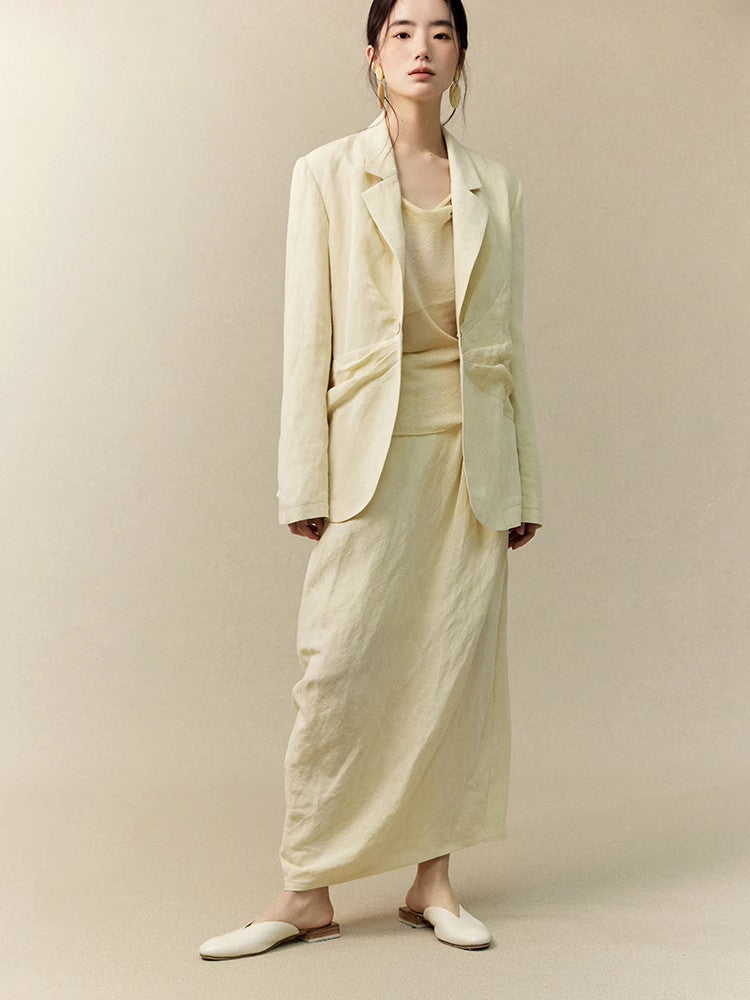 Tie-Dye Marble Retro Asymmetry Balloon Classy Long-Skirt