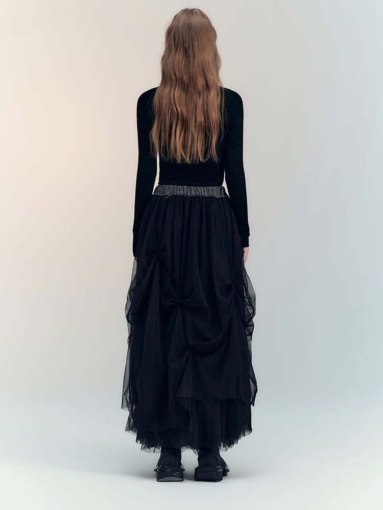Ciffon Tiered Sheer Elegant Chic Long-Skirt