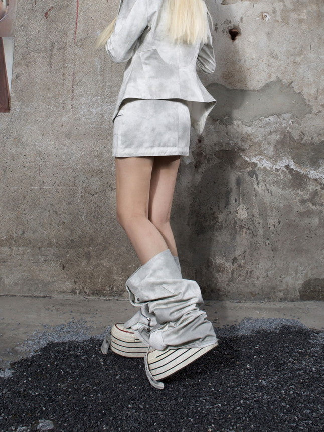 Belt Tie-Dye Lace-Up Pocket Casual Mini-Pants&Leg-Warmer