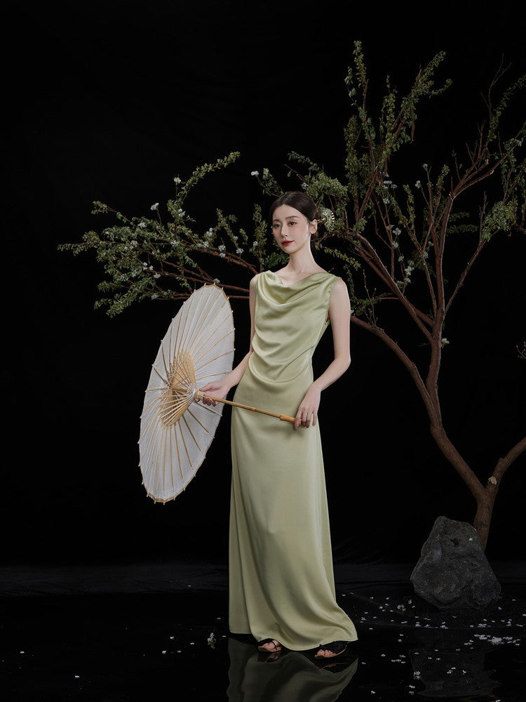 Long Drape Elegant Tie-Dye Dress