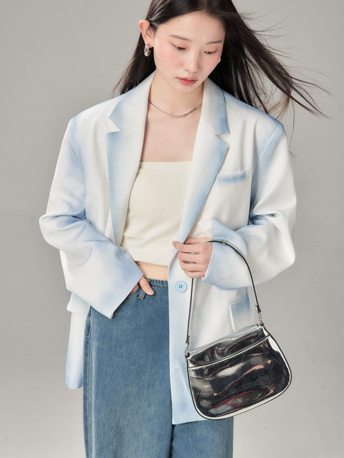 Gradation Nichi Einzigartige übergroße Retro-Farbjacke