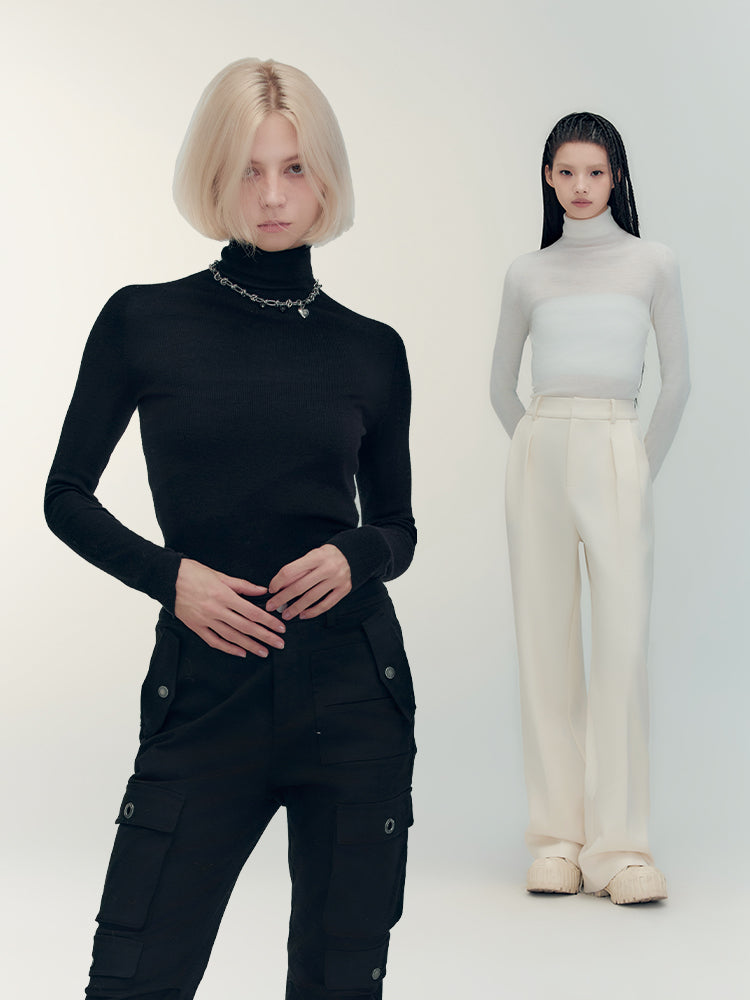 2타입 크루넥 하이넥 심플 슬림 니트