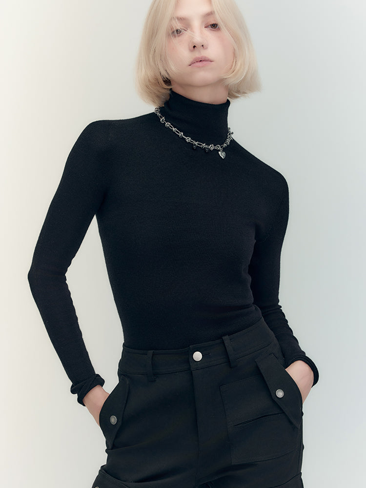 2타입 크루넥 하이넥 심플 슬림 니트