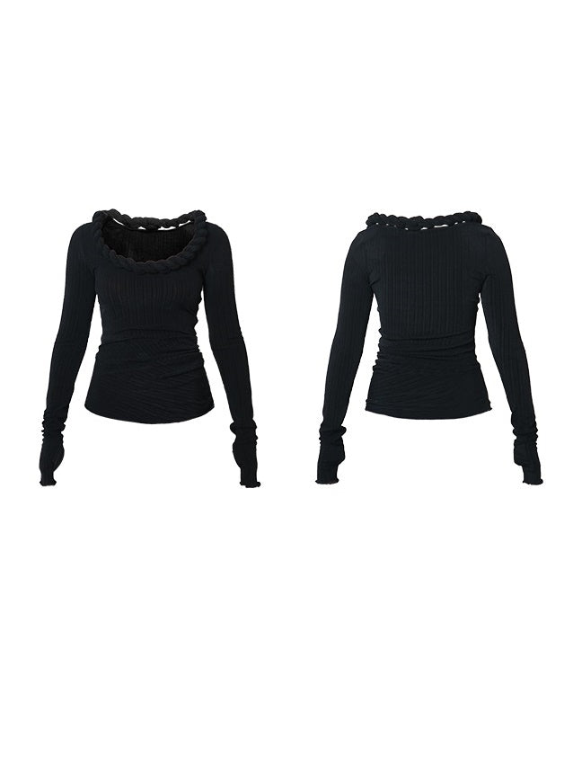 Nichi-Collar Glossy Slim Stretch einzigartiger Strick