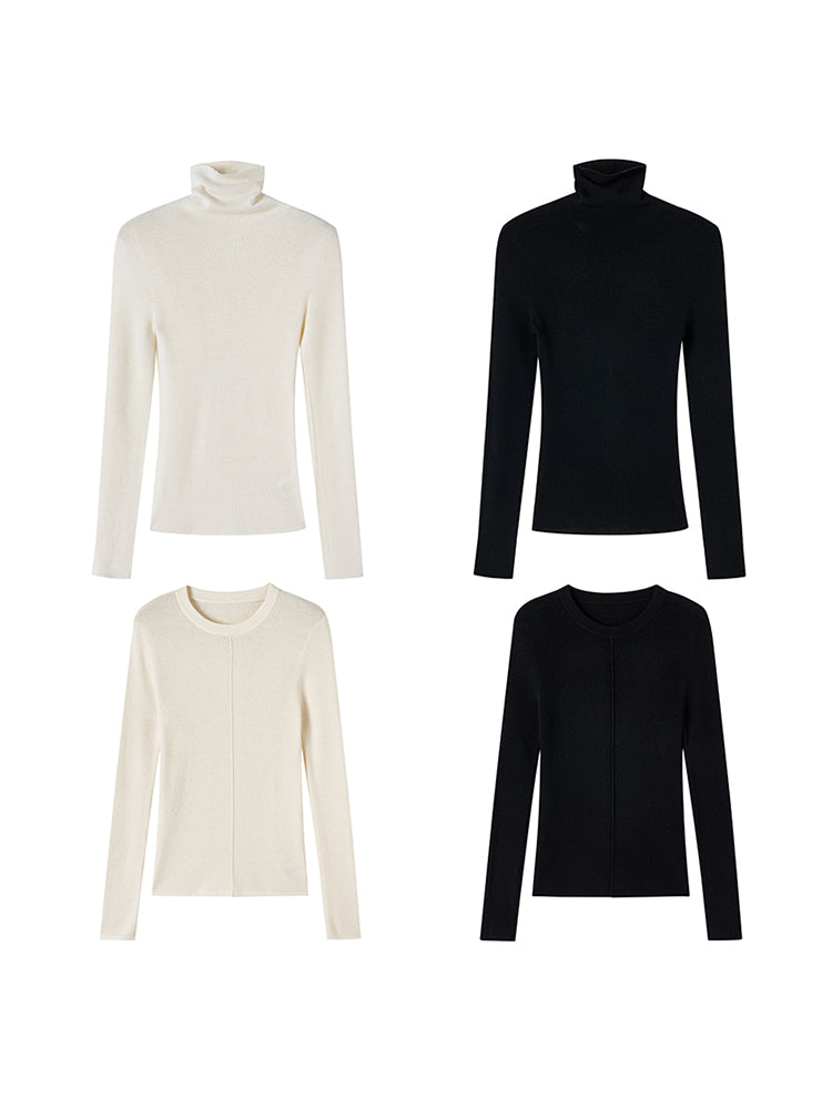 2타입 크루넥 하이넥 심플 슬림 니트
