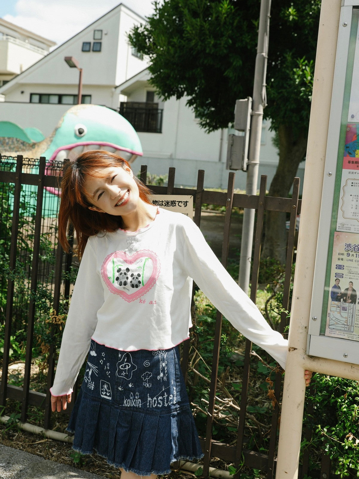 Fancy Denim Pleats Cut-Off Paint Graffiti Skirt