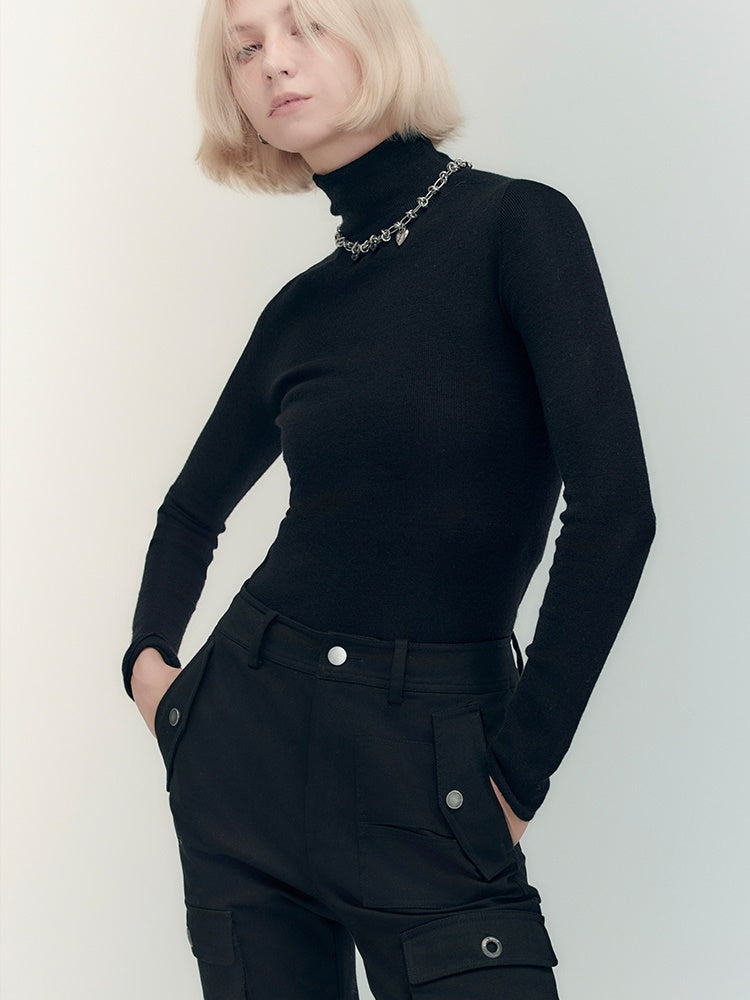 2타입 크루넥 하이넥 심플 슬림 니트