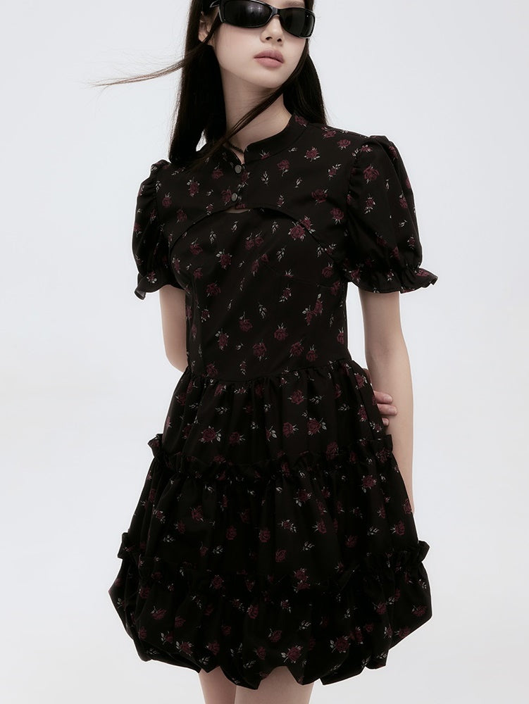 Flower Tiered Balloon Cute One-Piece
