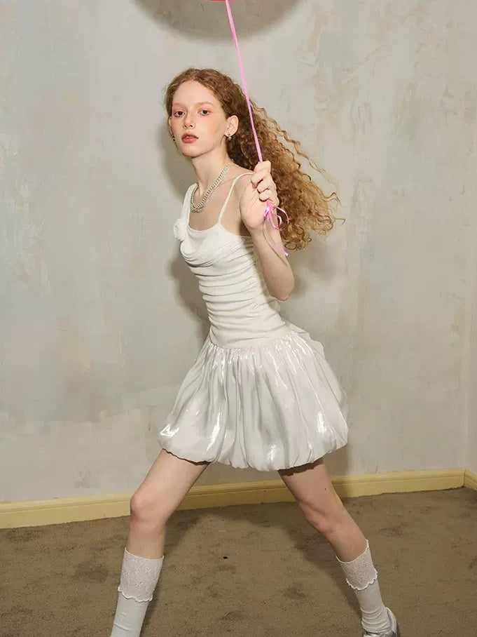 Three-dimensional Rose Suspender Bud Dress