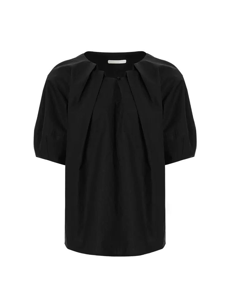 Drop Collar Niche Lantern Sleeve Shirt