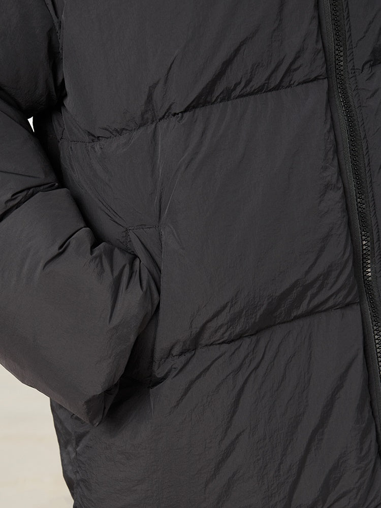 Stand-Neck Plain Long-Coat Down-Coat