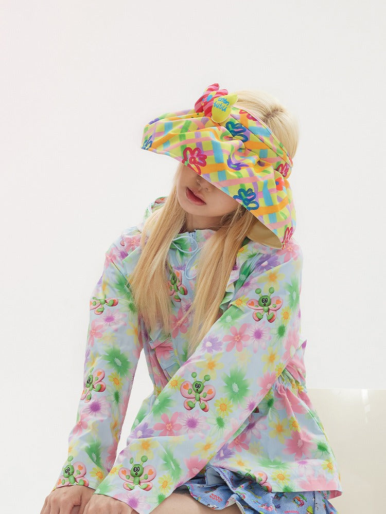 Sunvisor à fleurs à carreaux