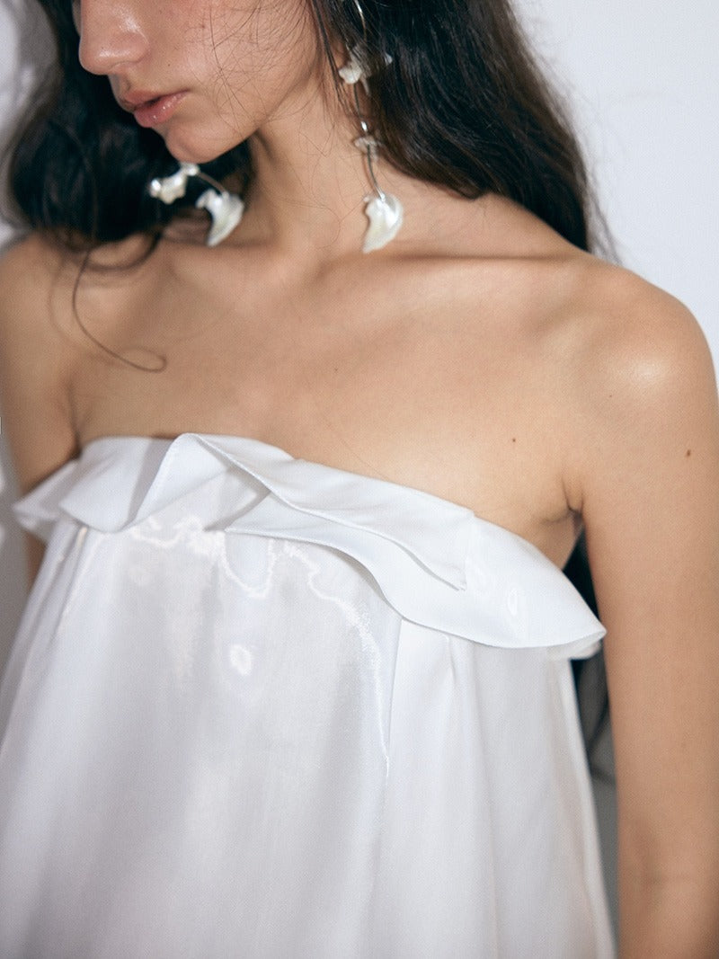 Irregular Cuffed Design Multi-layer Bare Top Dress