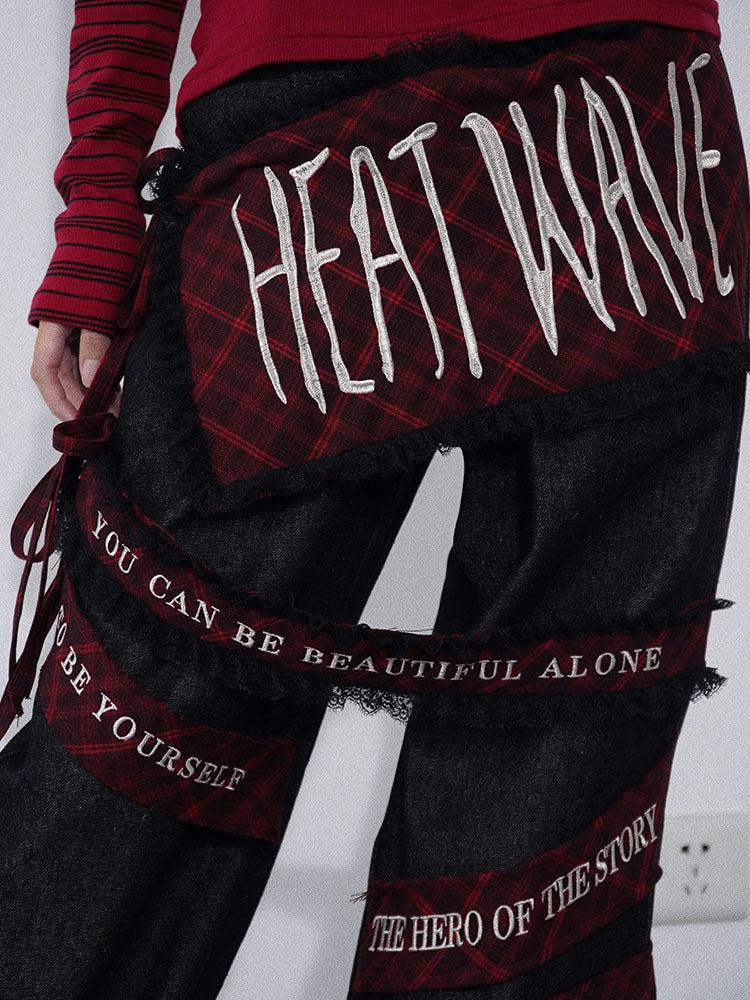 자수 틈새 시장 멀티 포켓 스트리트 바지