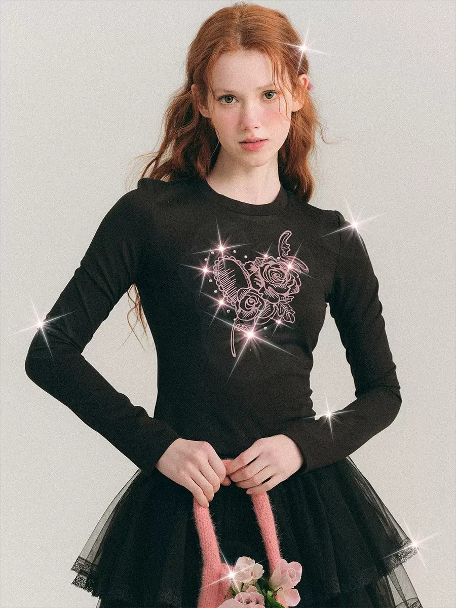 Rosen drucken Linestone Short & Long Sleeve T-Shirt