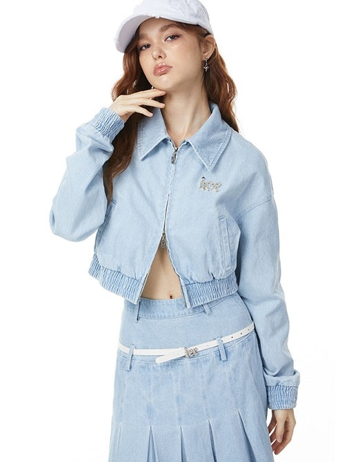 데님 캐주얼 간단한 재킷 및 긴 스커트