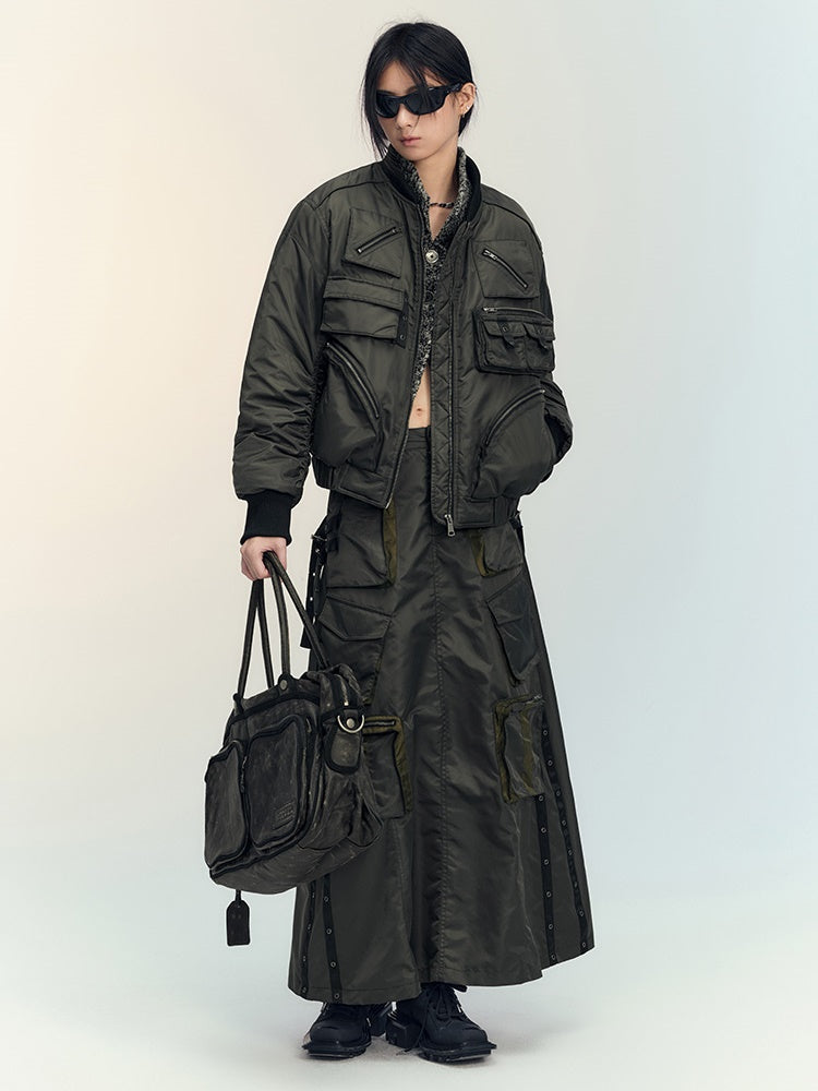 Military Casual Side-Pocket gutaussehende MA1 & Flare-Skirt