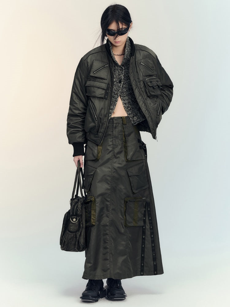 Military Casual Side-Pocket gutaussehende MA1 & Flare-Skirt