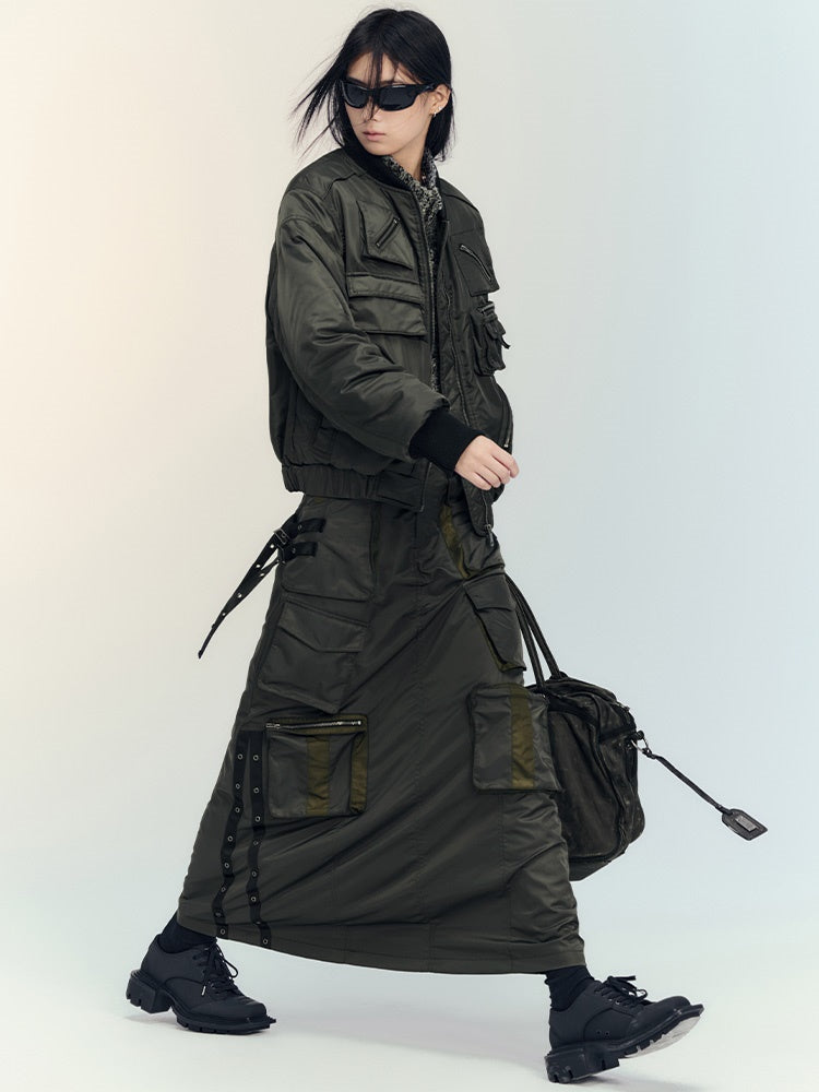 Military Casual Side-Pocket gutaussehende MA1 & Flare-Skirt