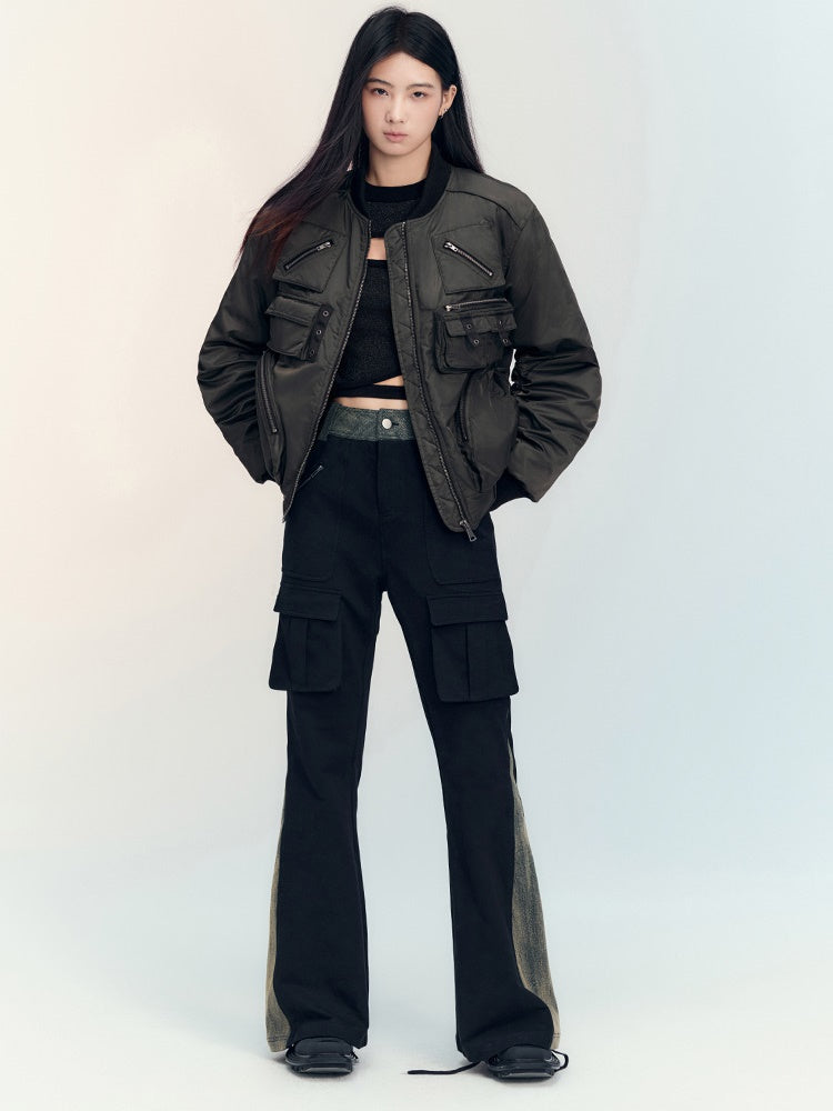 Military Casual Side-Pocket gutaussehende MA1 & Flare-Skirt
