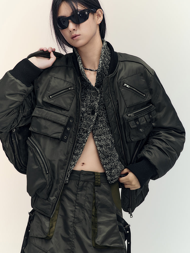 Military Casual Side-Pocket gutaussehende MA1 & Flare-Skirt